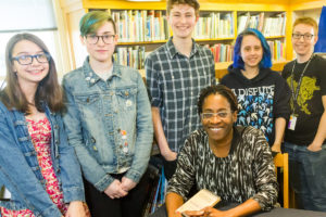 Jacqueline Woodson with teens