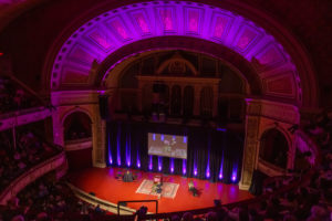 Photo of the stage at the Carnegie Music Hall